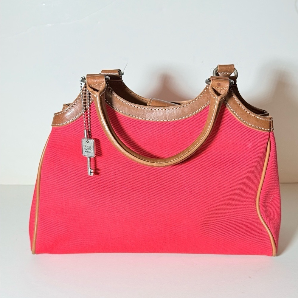 Fossil Red and Tan Satchel